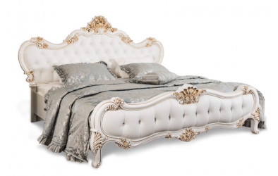 Кровать Натали белый глянец 180х200 с мягким изголовьем