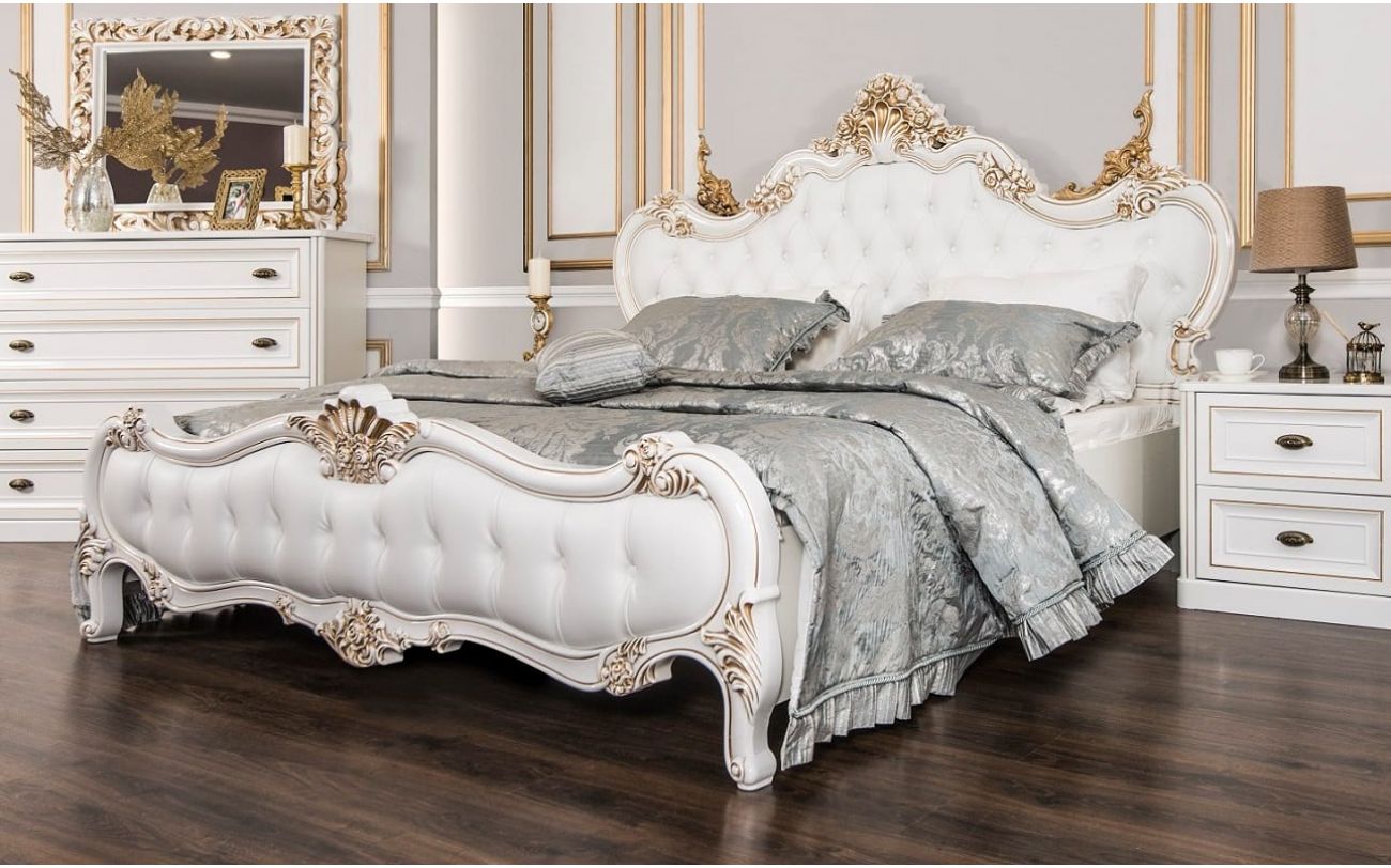 Кровать Натали 1,6м белый глянец